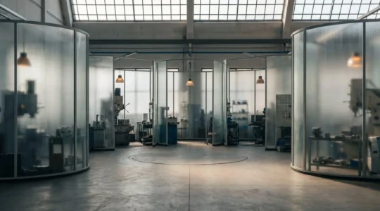 Représentation métaphorique de la collaboration industrielle avec protection de la propriété intellectuelle